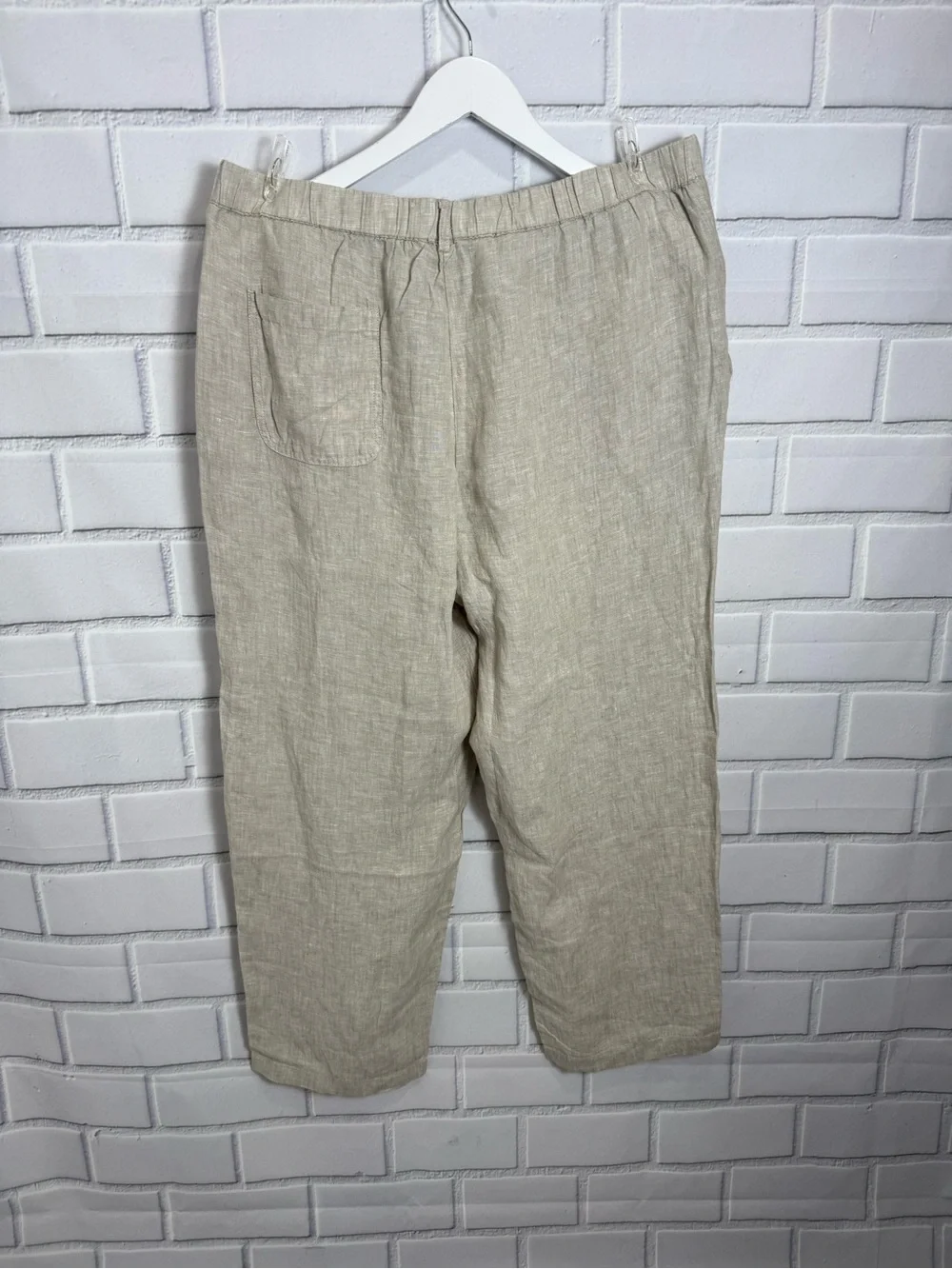 Quince 100% Linen Pull-On Crop Pants Natural Beige designer Cottagecore/ size M